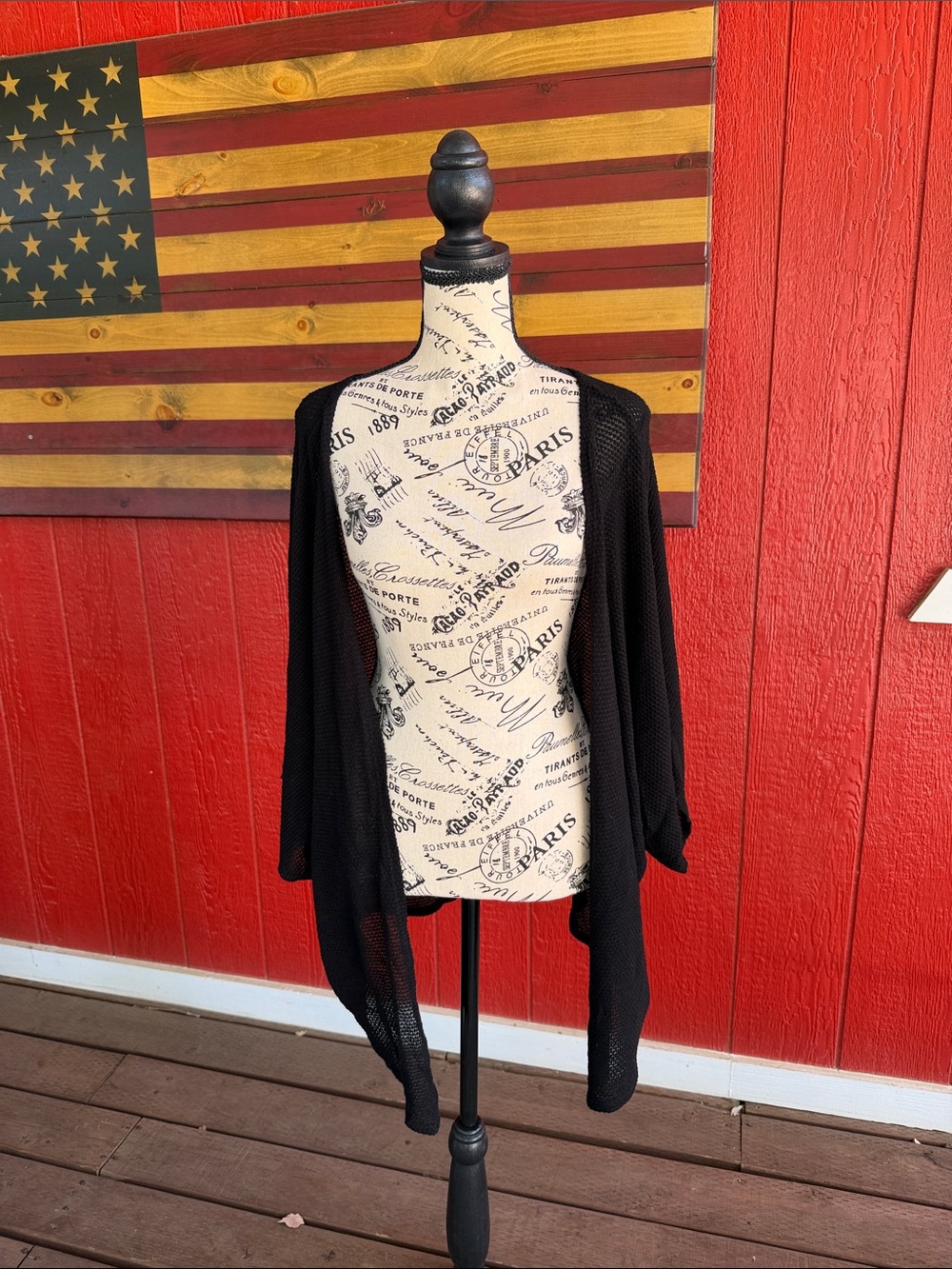 TeenBell Black Open-Front Knit Cardigan